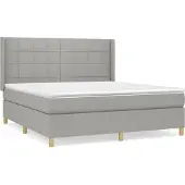 Syfax Cama box spring con colchón tela gris claro 160x200 cm