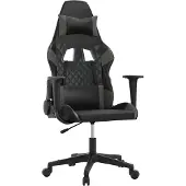 Syfax Silla gaming de masaje cuero sintético negro y gris