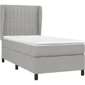 Syfax Cama box spring con colchón tela gris claro 90x190 cm