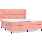 Syfax Cama box spring con colchón terciopelo rosa 160x200 cm