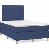 Syfax Cama box spring con colchón tela azul 120x200 cm