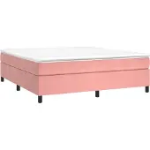 Syfax Cama box spring con colchón terciopelo rosa 180x200 cm