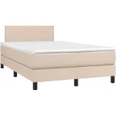 Syfax Cama box spring con colchón cuero sintético capuchino 120x190cm