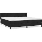 Syfax Cama box spring con colchón terciopelo negro 200x200 cm