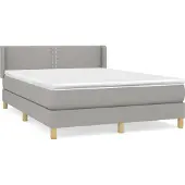 Syfax Cama box spring con colchón tela gris claro 140x190 cm
