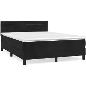 Syfax Cama box spring con colchón terciopelo negro 140x200 cm