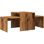 Syfax Set mesas de centro madera ingeniería envejecida 100x48x40 cm