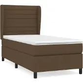 Syfax Cama box spring con colchón tela marrón oscuro 100x200 cm