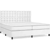 Syfax Cama box spring con colchón cuero sintético blanco 200x200 cm