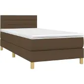 Syfax Cama box spring con colchón tela marrón oscuro 90x200 cm