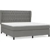 Syfax Cama box spring con colchón tela gris oscuro 180x200 cm