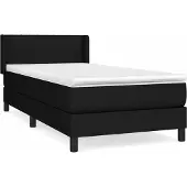 Syfax Cama box spring con colchón tela negro 100x200 cm