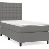Syfax Cama box spring con colchón tela gris oscuro 100x200 cm