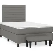 Syfax Cama box spring con colchón tela gris oscuro 120x200 cm