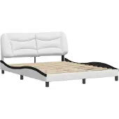 Syfax Estructura de cama sin colchón Hvar cuero sintético blanco negro 160x200cm