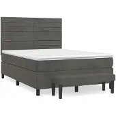 Syfax Cama box spring con colchón terciopelo gris oscuro 140x200 cm