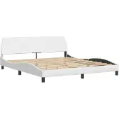 Syfax Estructura de cama Dover cuero sintético blanco 180x200cm