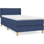Syfax Cama box spring con colchón tela azul 80x200 cm