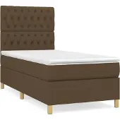Syfax Cama box spring con colchón tela marrón oscuro 100x200 cm