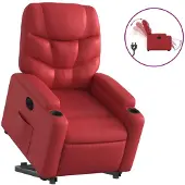 Syfax Sillón elevable eléctrico cuero artificial rojo