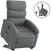 Syfax Sillón reclinable elevable de tela gris oscuro