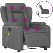 Syfax Sillón de masaje reclinable eléctrico cuero sintético gris