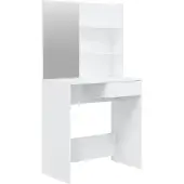 Syfax Tocador con espejo blanco brillante 74,5x40x141 cm