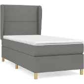 Syfax Cama box spring con colchón tela gris oscuro 90x200 cm