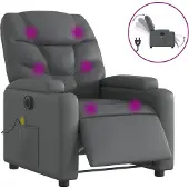 Syfax Sillón de masaje reclinable eléctrico cuero sintético gris