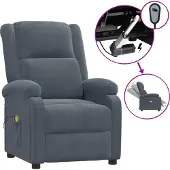 Syfax Sillón de masaje eléctrico terciopelo gris oscuro