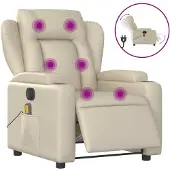 Sonstiges Sillón de masaje reclinable eléctrico cuero sintético crema