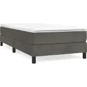 Syfax Cama box spring con colchón terciopelo gris oscuro 90x200 cm