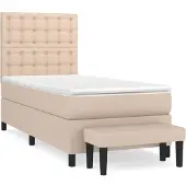 Syfax Cama box spring con colchón cuero sintético capuchino 100x200cm