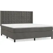 Syfax Cama box spring con colchón terciopelo gris oscuro 180x200 cm