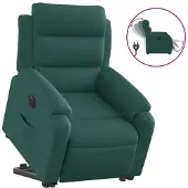 Syfax Sillón eléctrico reclinable elevable de tela verde oscuro