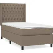 Syfax Cama box spring con colchón tela gris taupe 90x190 cm