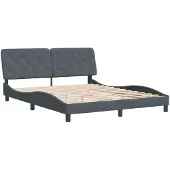 Syfax Estructura de cama sin colchón terciopelo gris oscuro 160x200cm