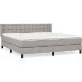 Syfax Cama box spring con colchón tela gris claro 180x200 cm