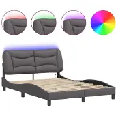 Syfax Estructura de cama con LED sin colchón Hvar gris 140x200 cm
