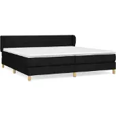 Syfax Cama box spring con colchón tela negro 200x200 cm