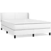 Syfax Cama box spring con colchón cuero sintético blanco 140x200cm