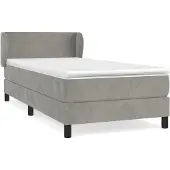 Syfax Cama box spring con colchón terciopelo gris claro 90x190 cm