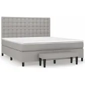 Syfax Cama box spring con colchón tela gris claro 160x200 cm