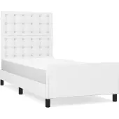 Syfax Estructura de cama sin colchón cuero sintético blanco 90x190 cm