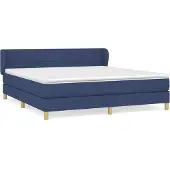 Syfax Cama box spring con colchón tela azul 180x200 cm