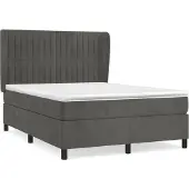 Syfax Cama box spring con colchón terciopelo gris oscuro 140x200 cm