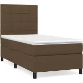 Syfax Cama box spring con colchón tela marrón oscuro 100x200 cm