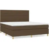 Syfax Cama box spring con colchón tela marrón oscuro 180x200 cm