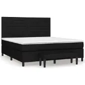 Syfax Cama box spring con colchón tela negro 180x200 cm