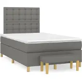 Syfax Cama box spring con colchón tela gris oscuro 120x200 cm